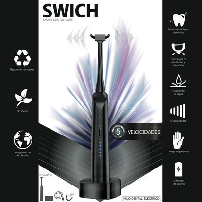 Recibes Hilo Dental Eléctrico + Cable tipo USB-C + Base